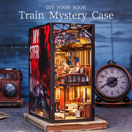 BN01B Train Mysterious Case Book Nook Railway Coach Journey DIY Book Nook Kit