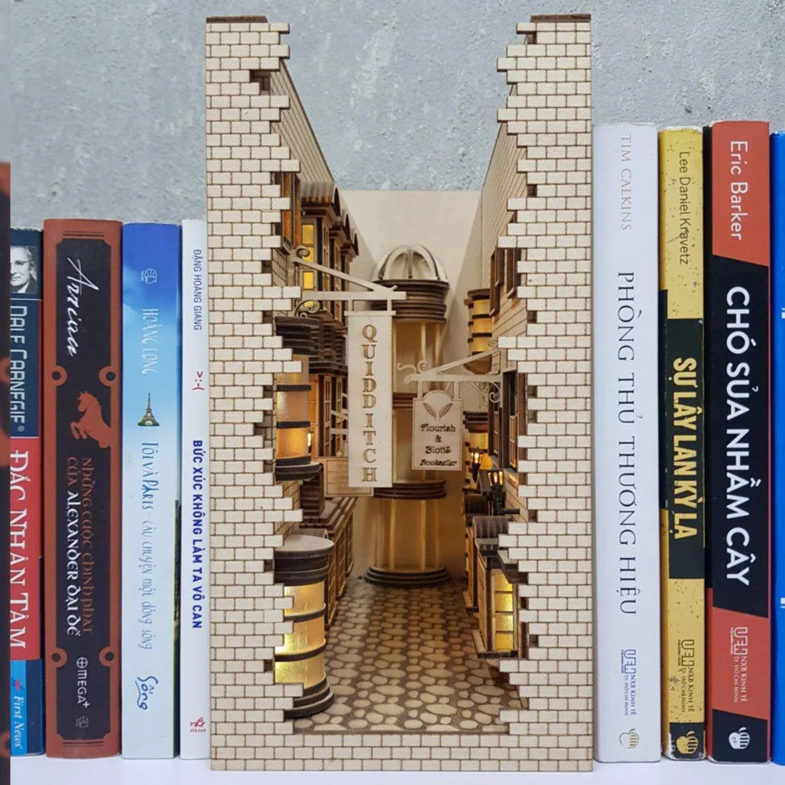 DIY Magic Alley Book Nook - DIY Book Nook Kits - Wizard Alley Book Nook Dioramas Book Shelf Insert Book Scenery with LED Model Building Kit