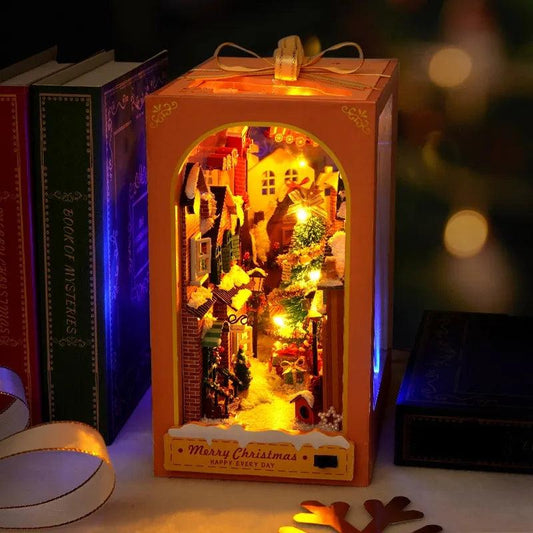 Christmas Book Nook Kit Christmas Dollhouse Miniature DIY Book Nook Kits Book Corners