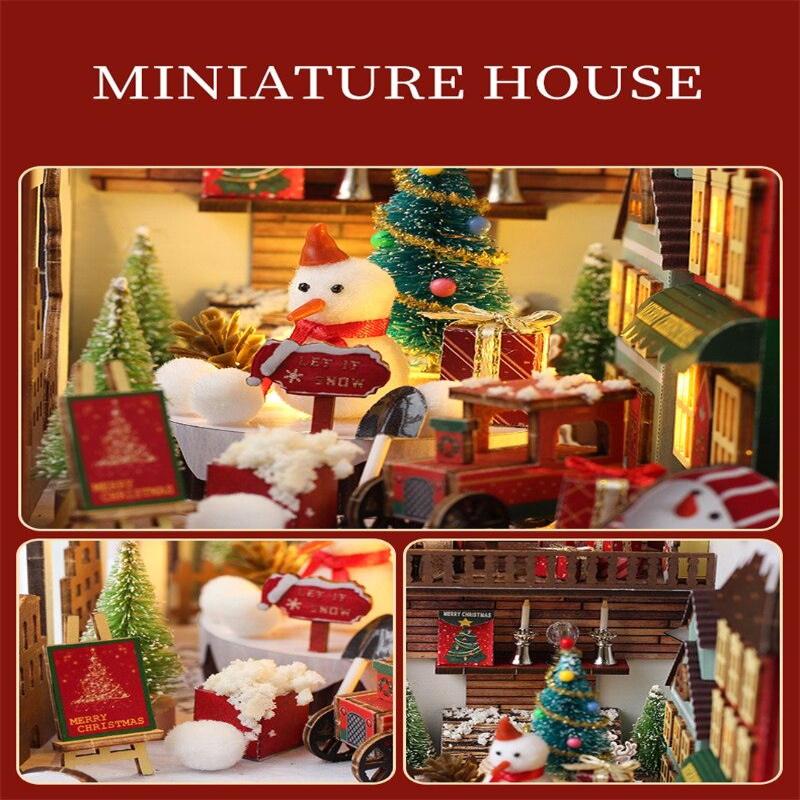 Christmas Book Nook DIY Book Nook Kits Shelf Insert Kit Miniature Building Kits Santa Claus's Room Bookshelf with Light Bookends Gifts