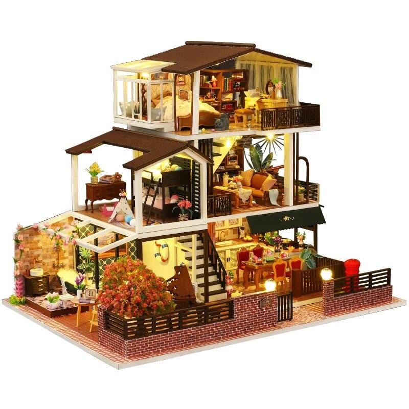 DIY Dollhouse Kit Romantic European Style Miniature Dollhouse Kit Large Villas Miniatures