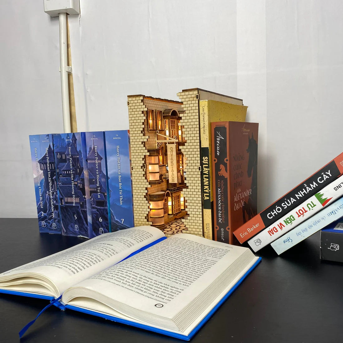 DIY Magic Alley Book Nook - DIY Book Nook Kits - Wizard Alley Book Nook Dioramas Book Shelf Insert Book Scenery with LED Model Building Kit