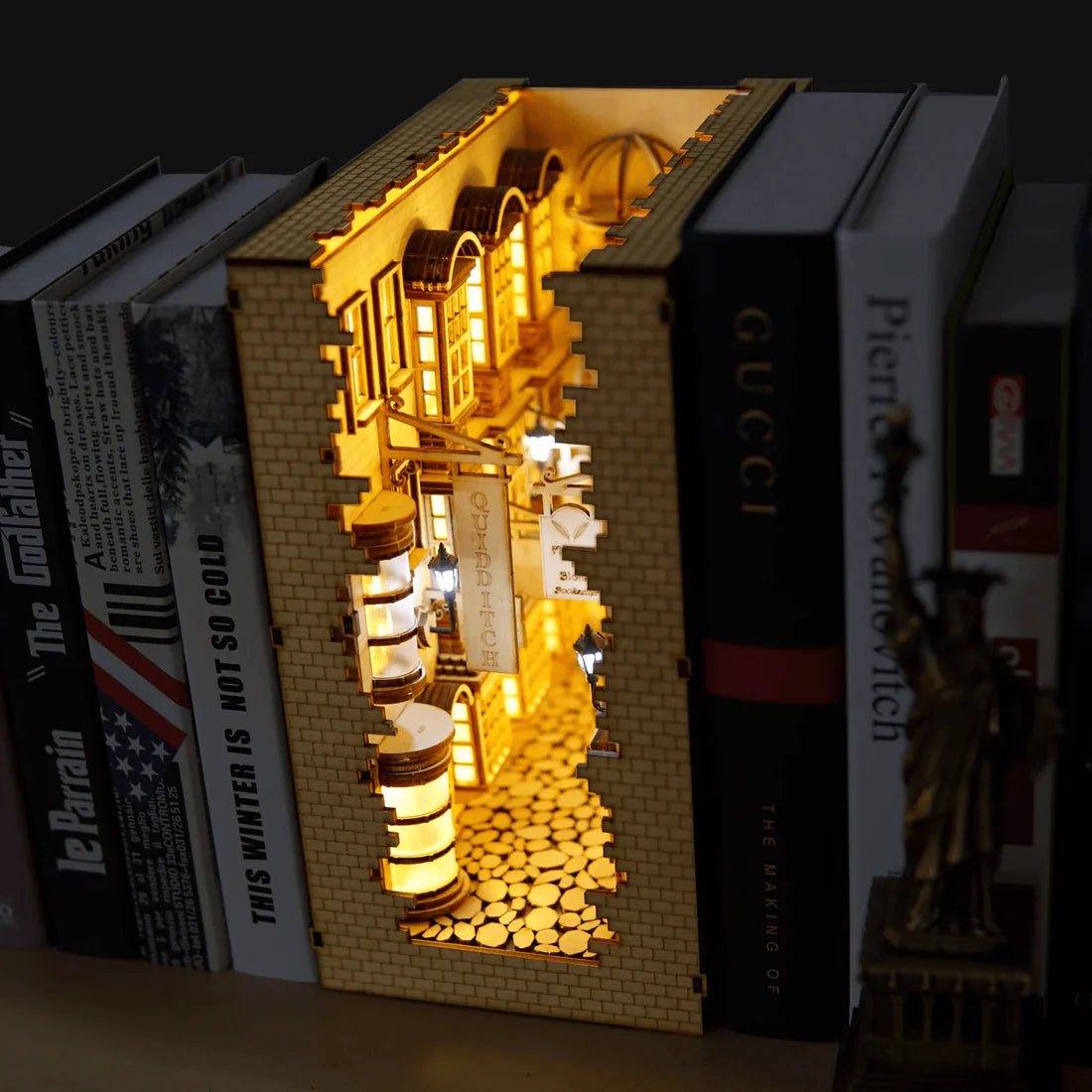 DIY Magic Alley Book Nook - DIY Book Nook Kits - Wizard Alley Book Nook Dioramas Book Shelf Insert Book Scenery with LED Model Building Kit