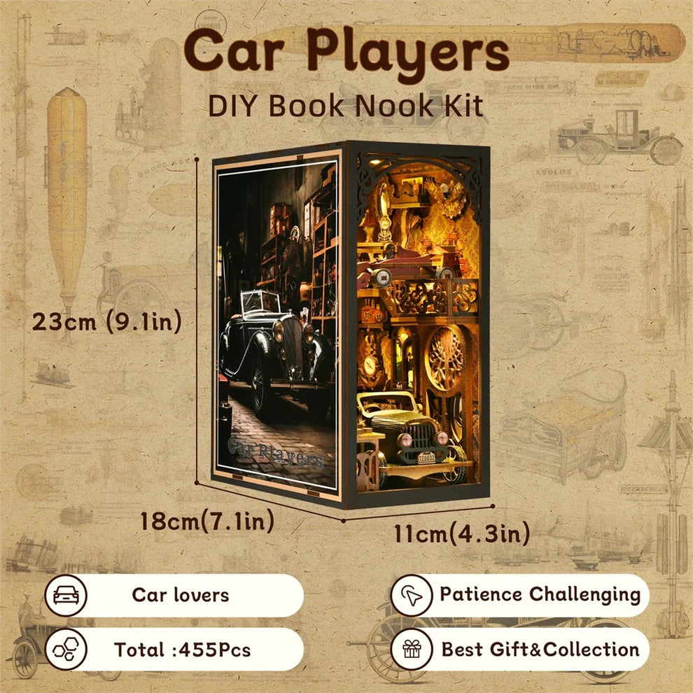 CH02 Model Car Vintage Classic Car Book Shelf Insert Kit DIY Book Nook Kits