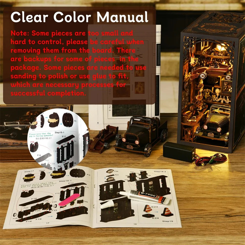 CH02 Model Car Vintage Classic Car Book Shelf Insert Kit DIY Book Nook Kits