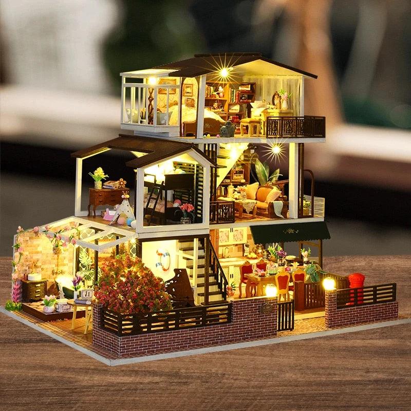 DIY Dollhouse Kit Romantic European Style Miniature Dollhouse Kit Large Villas Miniatures