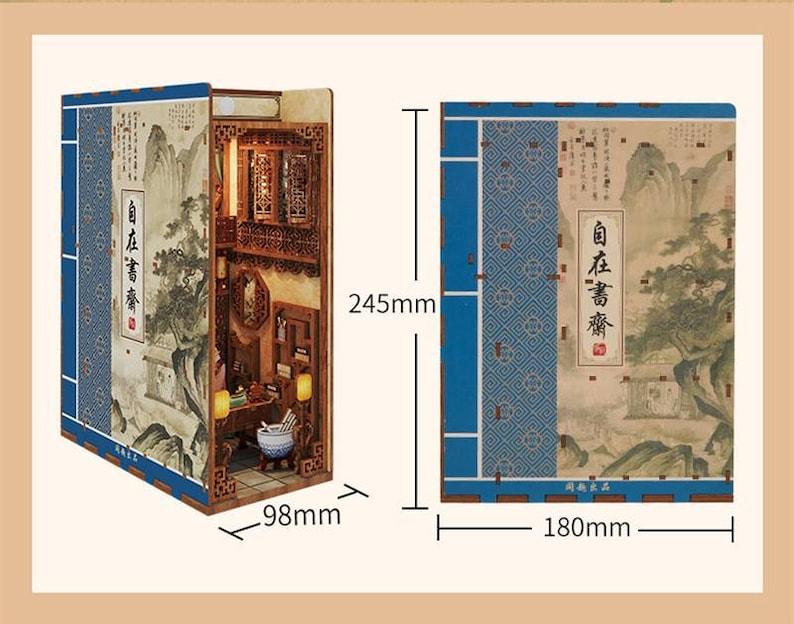 DIY Book Nook Kit - Japanese Book Nook - Silent Spring Sakura - Book Shelf Insert - Book Scenery - Bookcase with Light Model Building Kit