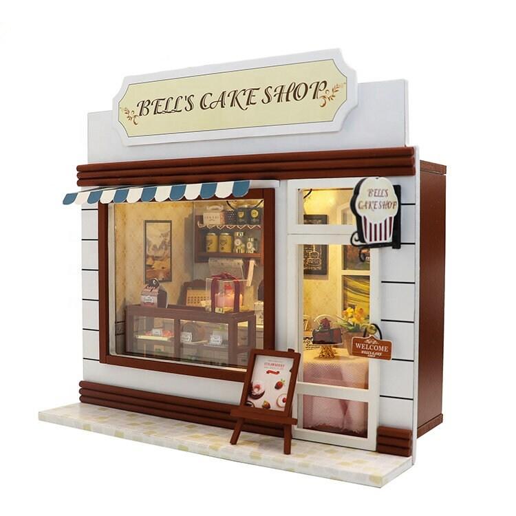 DIY Dollhouse Kit Bell&#39;s Cake Shop Dollhouse Miniature Bakery Dollhouse Kit Miniature Dollhouse Kit European Style Dollhouse Adult Craft Kit