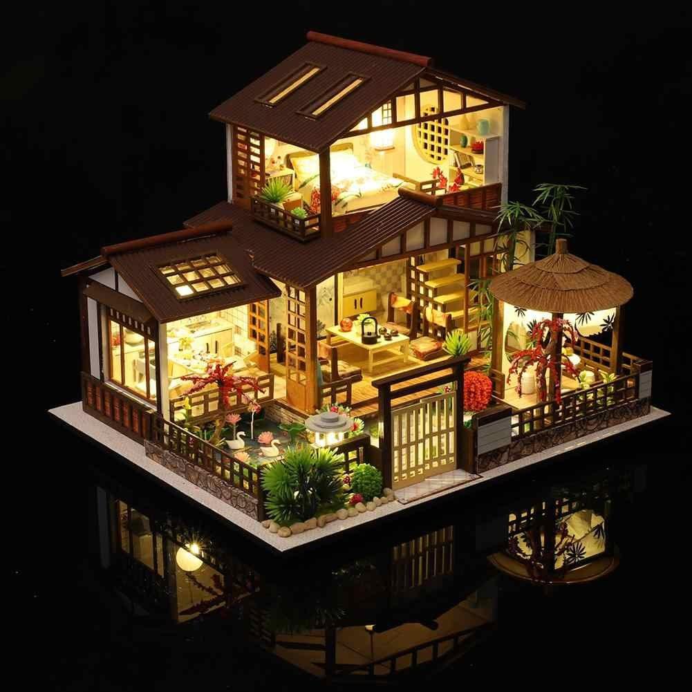 DIY Dollhouse Kit Miniature House with Furniture Garden Villa Chinese Style Miniature Dollhouse Kit Adult Craft DIY Kits