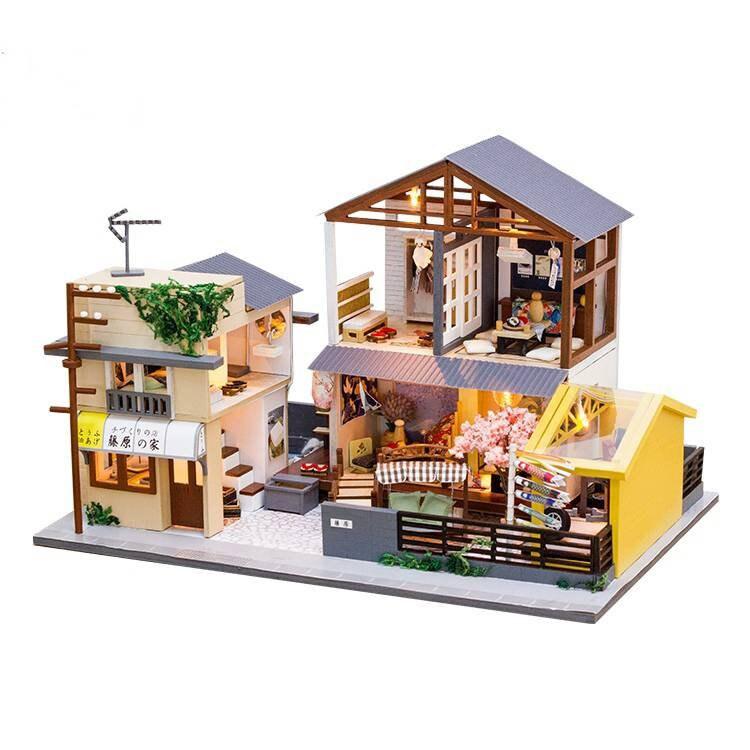 Japanese Style Dollhouse Initial Dreams Dollhouse Kit Doll House Miniature Toy Kit For Kids DIY Miniature Toy Kit Adult Craft With LED