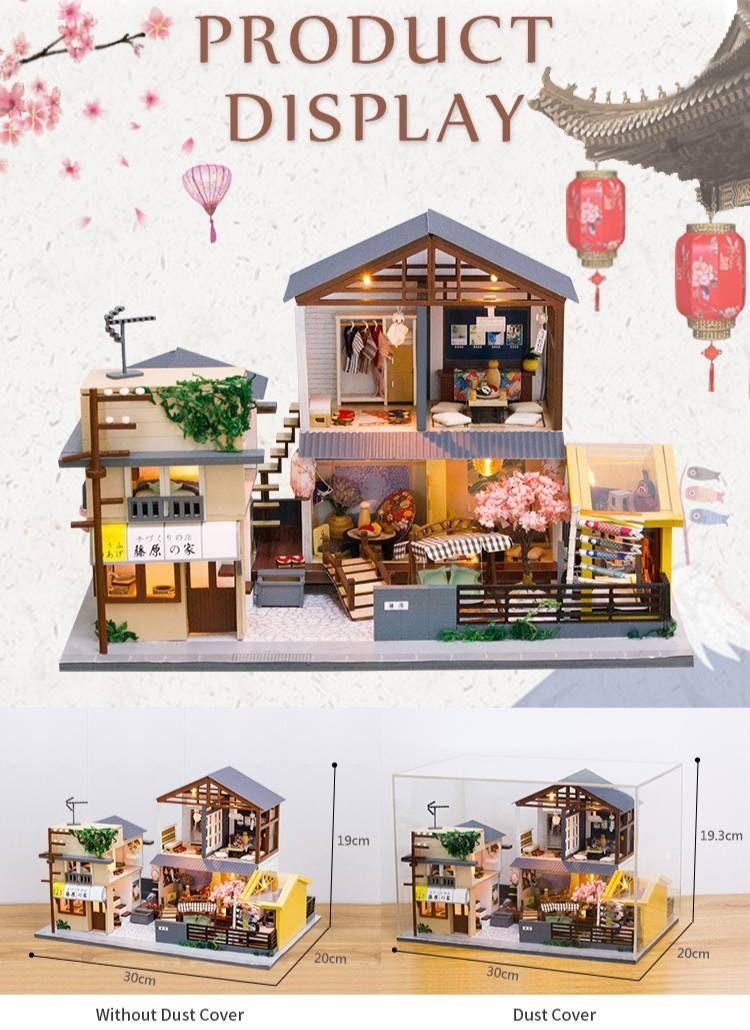 Japanese Style Dollhouse Initial Dreams Dollhouse Kit Doll House Miniature Toy Kit For Kids DIY Miniature Toy Kit Adult Craft With LED