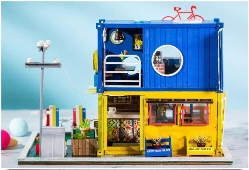 Container Villa - Concert Bistro - Sweet Summer Home With Tempo Out Restaurant Car DIY Dollhouse Kit Dollhouse Miniature Kit Adult Craft