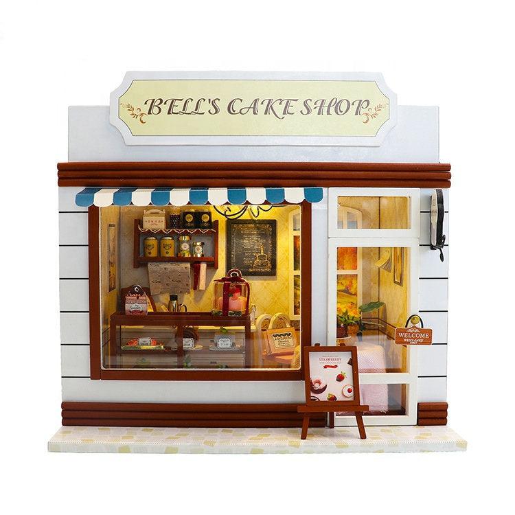 DIY Dollhouse Kit Bell&#39;s Cake Shop Dollhouse Miniature Bakery Dollhouse Kit Miniature Dollhouse Kit European Style Dollhouse Adult Craft Kit