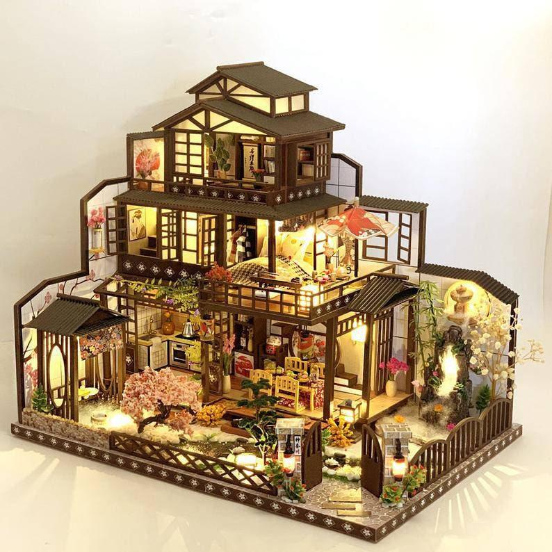 DIY Japanese Dollhouse Traditional Style Wooden Miniature Doll House kit