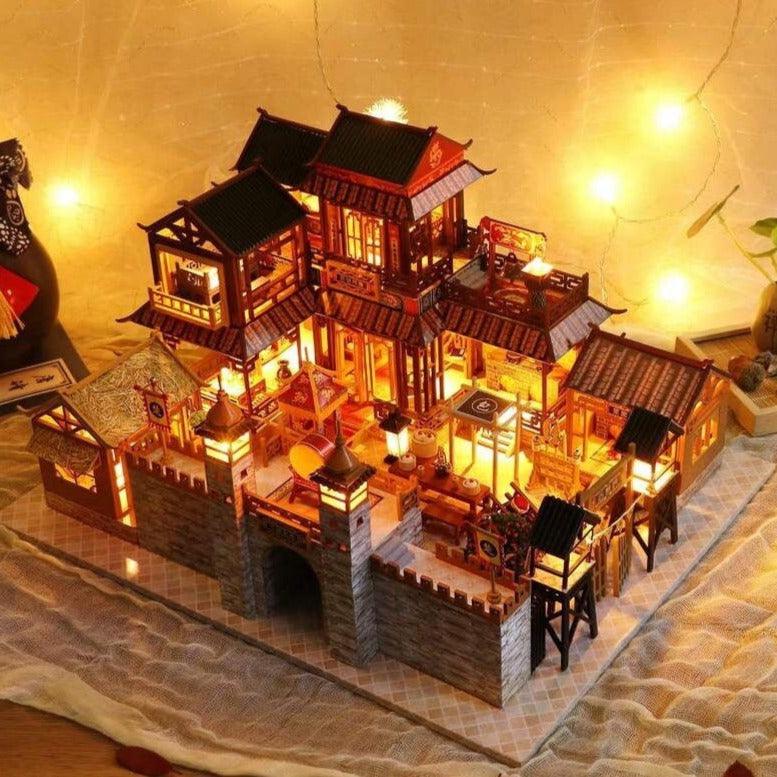 DIY Dollhouse Kit Japanese Villa Ancient Chinese Style Capital City Doll House Large Size Birthday Gift Miniature House