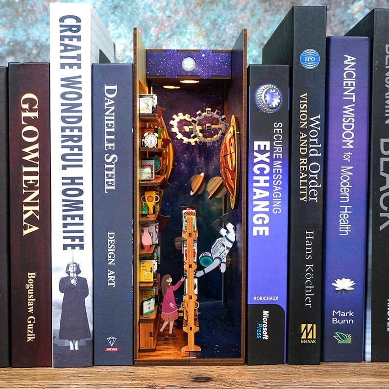 DIY Book Nook - Interstellar Universe Book Nook - DIY Book Nook - Book Shelf Insert - Book Scenery - Bookcase with Light Model Building Kit