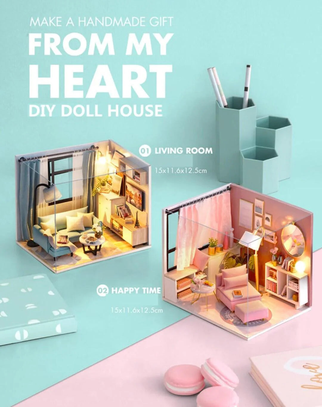 DIY Dollhouse Kit Living Room Miniature House with Furniture Adult Craft DIY Kits children gift