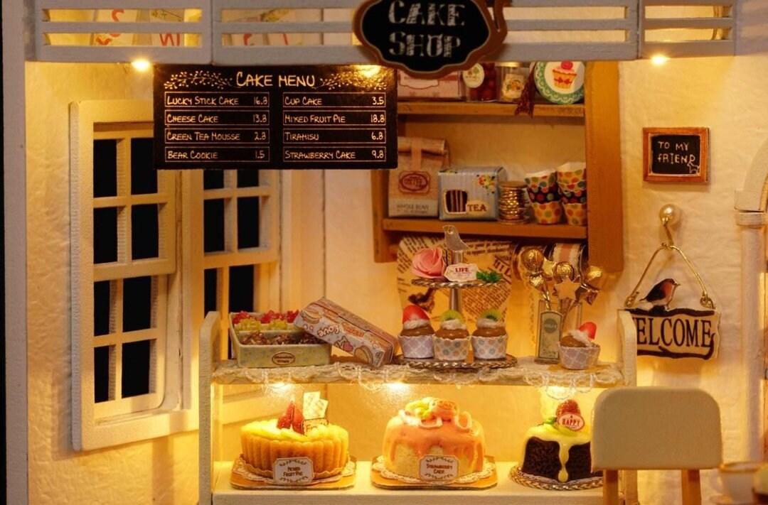 Cake Shop DIY Dollhouse Kit Cake Dairy Cupcake Shop Miniature Bakery Dollhouse European Style Dollhouse Free Dust Cover Adult Craft