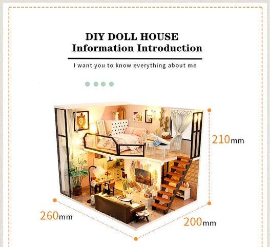 DIY Dollhouse Kit Bedroom with Surprise Gift Box Packaging Modern Apartment Style Miniature Dollhouse Kit Adult Craft DIY Kits