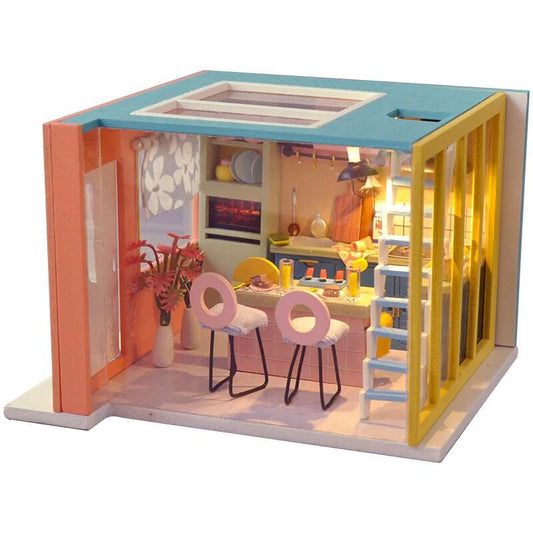 Variety Combination Art Doll House Villa Miniature DIY Dollhouse Kit Three Story Modern Style Dollhouse Miniature Apartment - 1:24 Miniature