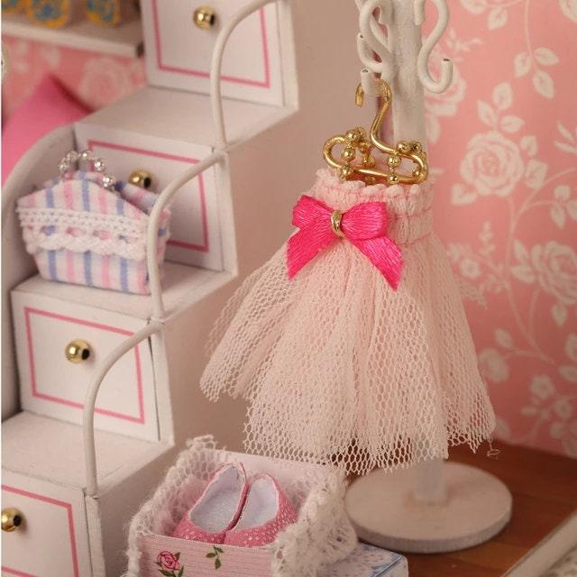 DIY Dollhouse Kit Sweet Bed Room Miniature Dollhouse (2 Styles) with Free Dust Cover Modern Miniature Dollhouse Kit Adult Craft DIY Kits