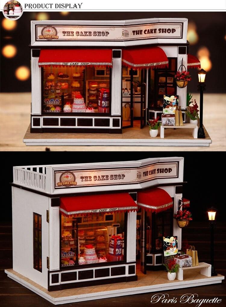 Paris Baguatte Cake Shop DIY Dollhouse Kit Cupcake Shop Dollhouse Miniature Bakery Dollhouse Kit European Style Dollhouse Adult Craft