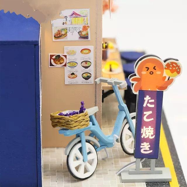 DIY Dollhouse Kit Takoyaki Shop Sweet Shop Miniature Japanese Style Dollhouse Adult Craft Best Gift For Children