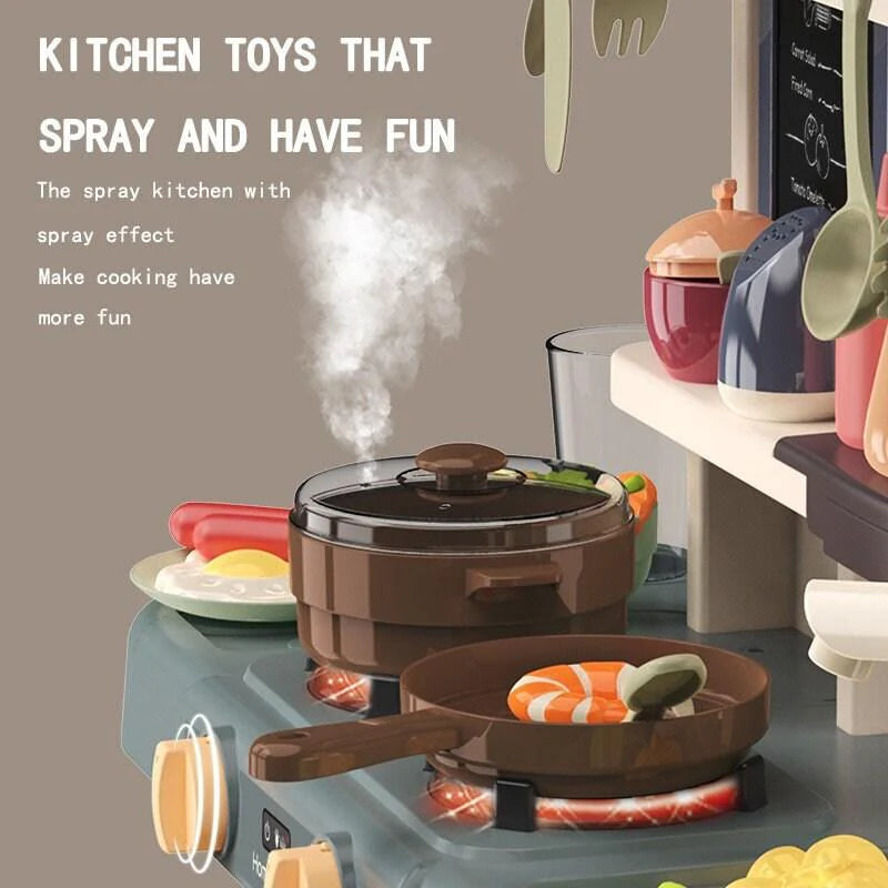 Kids Kitchen Play Set Toy Pretend Play Kitchen Simulation Toy Mock Kitchen Toy With STEM Functions Educational Toy Best Children Gift