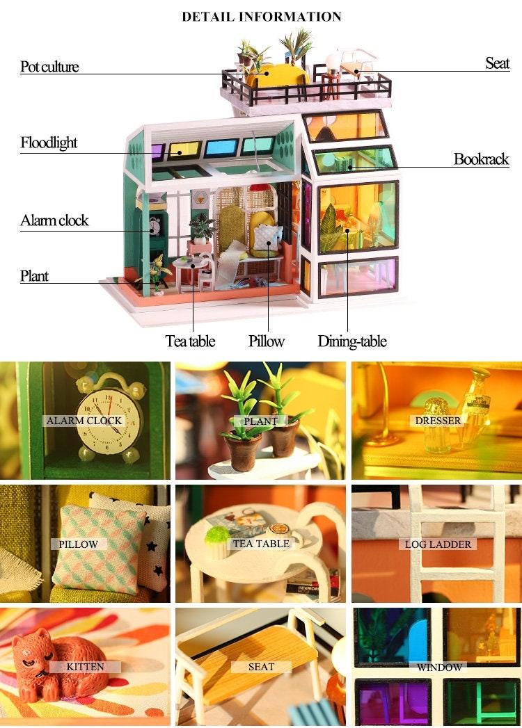 DIY Dollhouse Kit Colorful Sunlight Slow Time Plant Studio Miniature House Kit Adult Craft DIY Kits