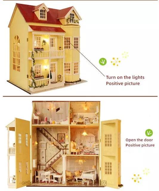 Modern Dollhouse Miniature with Furniture European Style DIY Dollhouse Kit - Openable Doors Room Large Dollhouse Free Musical Movement Box