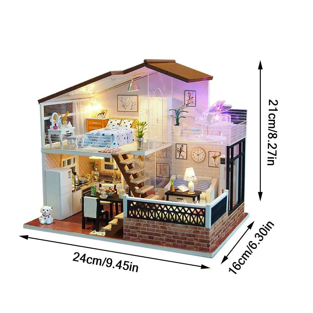 Duplex Dollhouse Sweet Time Home Miniature Dollhouse Kit Do It Yourself Kid Toys Adult Craft Best Birthday Gifts