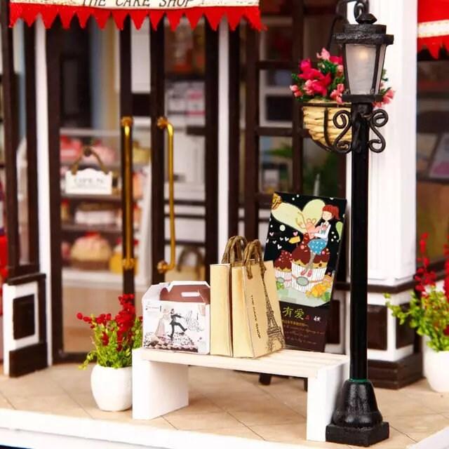 Paris Baguatte Cake Shop DIY Dollhouse Kit Cupcake Shop Dollhouse Miniature Bakery Dollhouse Kit European Style Dollhouse Adult Craft