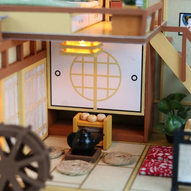 DIY Japanese Style DIY Dollhouse Kit Sushi's Living Room Miniature House with Furniture Japanese Style Miniature Dollhouse Kit Adult Craft