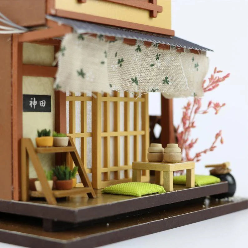 DIY Japanese Style DIY Dollhouse Kit Sushi's Living Room Miniature House with Furniture Japanese Style Miniature Dollhouse Kit Adult Craft