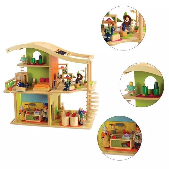 Kids Pretend Play Simulation Toy Dollhouse Large Size Dollhouse Made with Original Solid Wood Large With Furniture Best Children Gift Toy