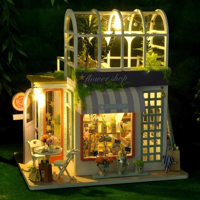 DIY Flower Workshop Dollhouse Kit Colorful Sunlight Plant Studio Miniature House Kit Adult Craft DIY Kits