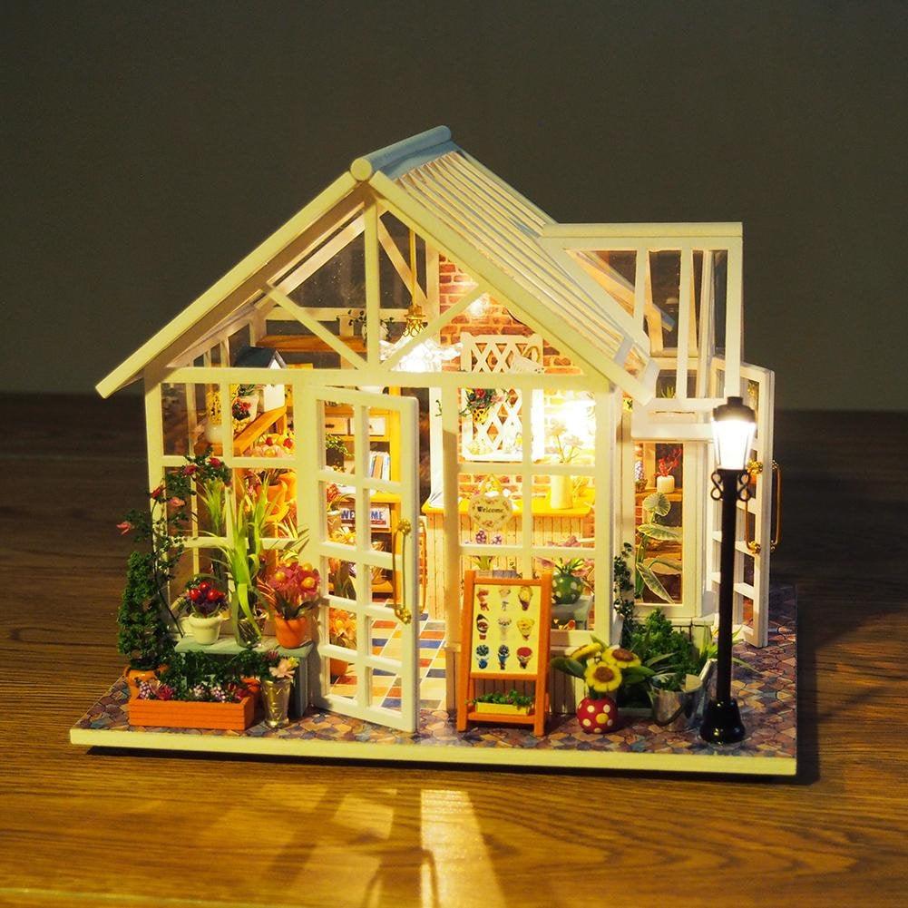 Flower Shop Nursery - DIY Dollhouse Kit - Plant Studio Miniature House Kit Adult Craft DIY Kits