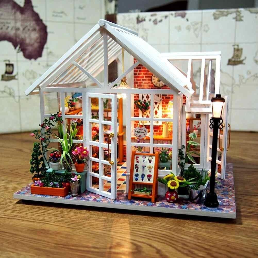 Flower Shop Nursery - DIY Dollhouse Kit - Plant Studio Miniature House Kit Adult Craft DIY Kits