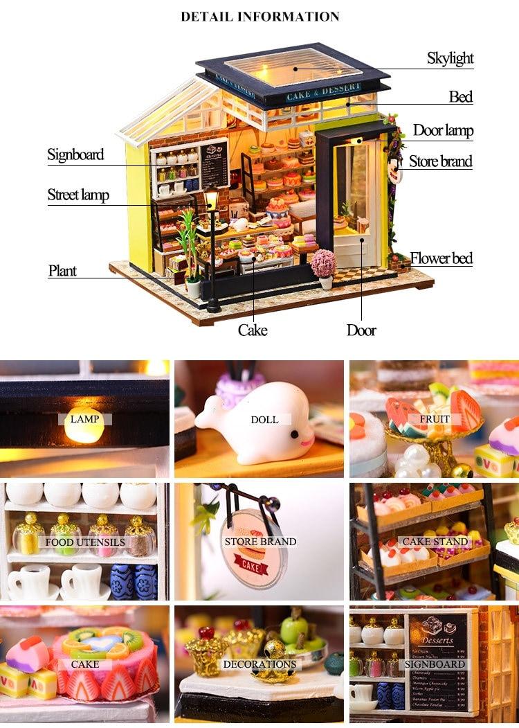 Cake Shop DIY Dollhouse Kit Baking Honey Cake Shop Dollhouse Miniature Bakery Dollhouse Kit European Style Cafe Dollhouse Adult Craft