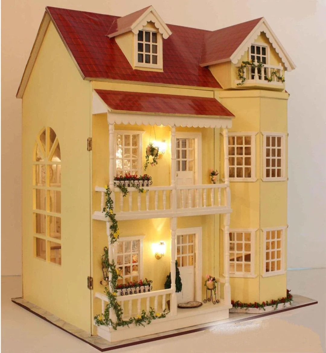 Modern Dollhouse Miniature with Furniture European Style DIY Dollhouse Kit - Openable Doors Room Large Dollhouse Free Musical Movement Box