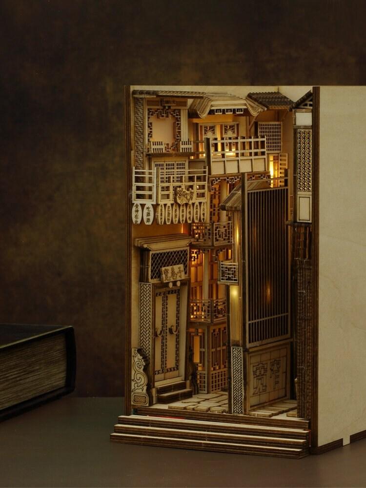 Kuanzhai Alley Book Nook - DIY Book Nook Kit Doll - Book Shelf Insert - Book Scenery - Bookcase - DIY Dioramas Kit - Alley Book Nooks