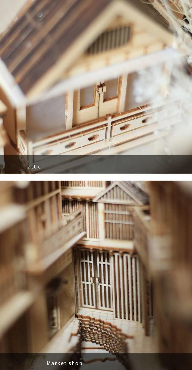 DIY Book Nook - Chinese Village Alley Book Nook - DIY Doll House Book - Book Shelf Insert - Book Scenery - Bookcase - Bookend Book Nooks Kit