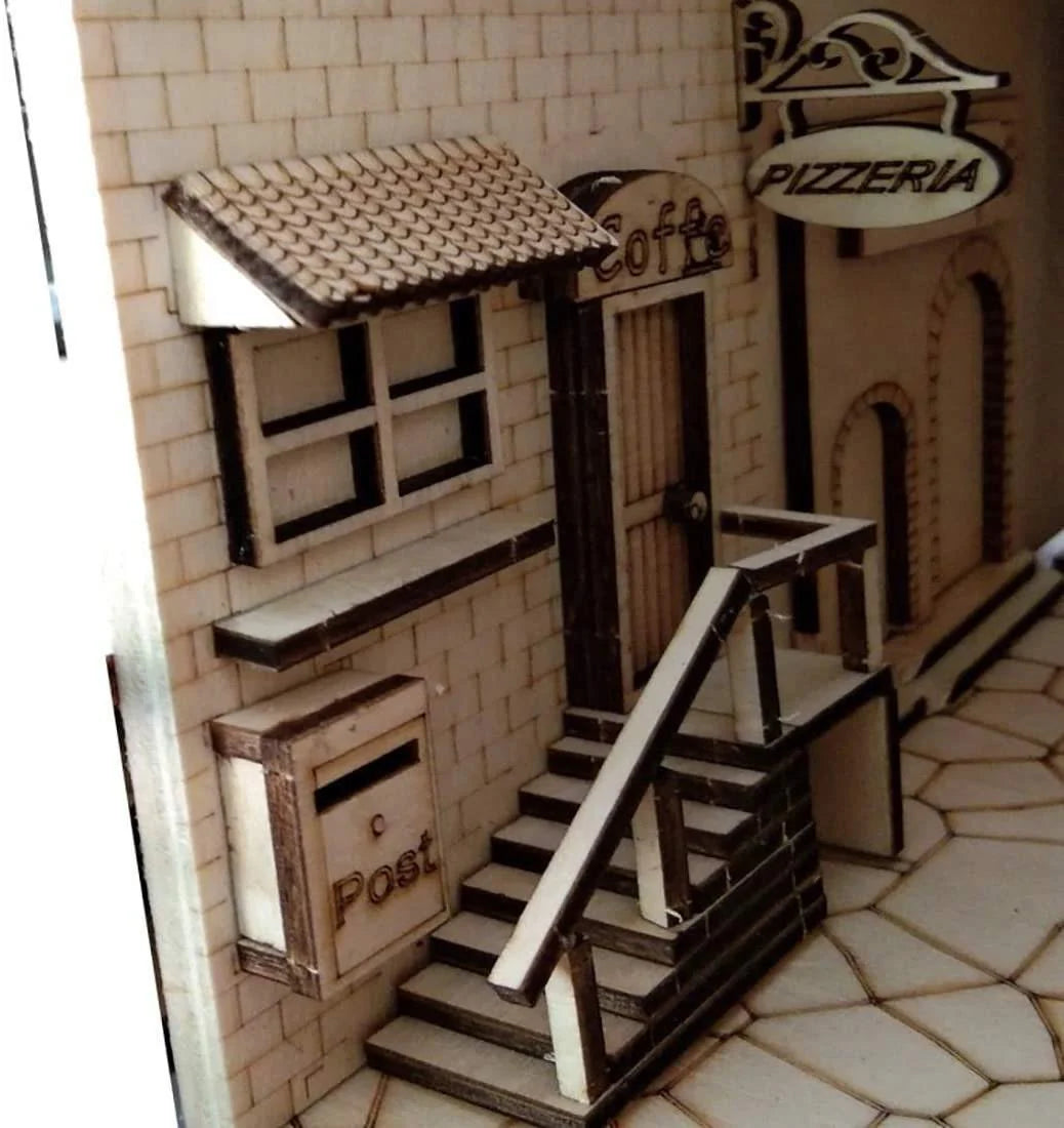 Alley Book Nook - DIY Doll House - Book Shelf Insert - Book Scenery - Bookcase Bookend - Book Dioramas with Light Model Building Kit