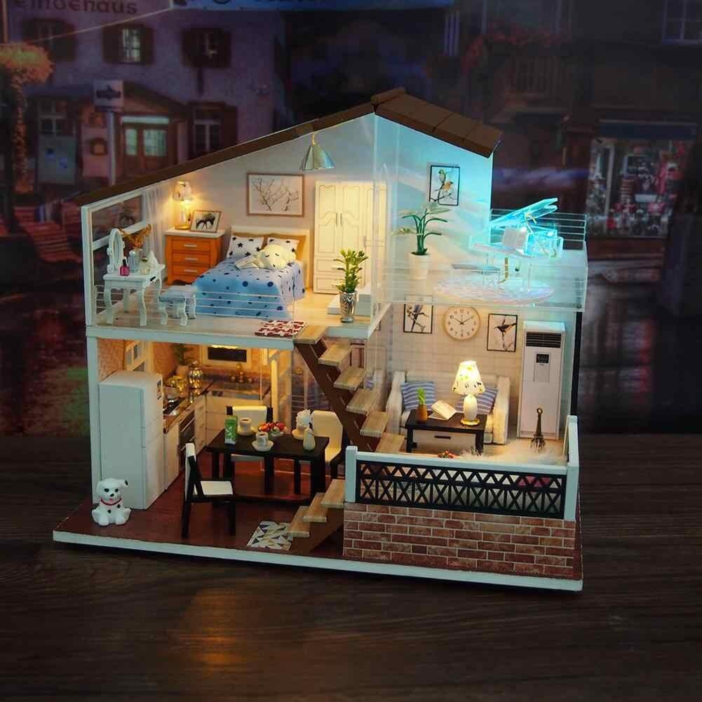 Duplex Dollhouse Sweet Time Home Miniature Dollhouse Kit Do It Yourself Kid Toys Adult Craft Best Birthday Gifts