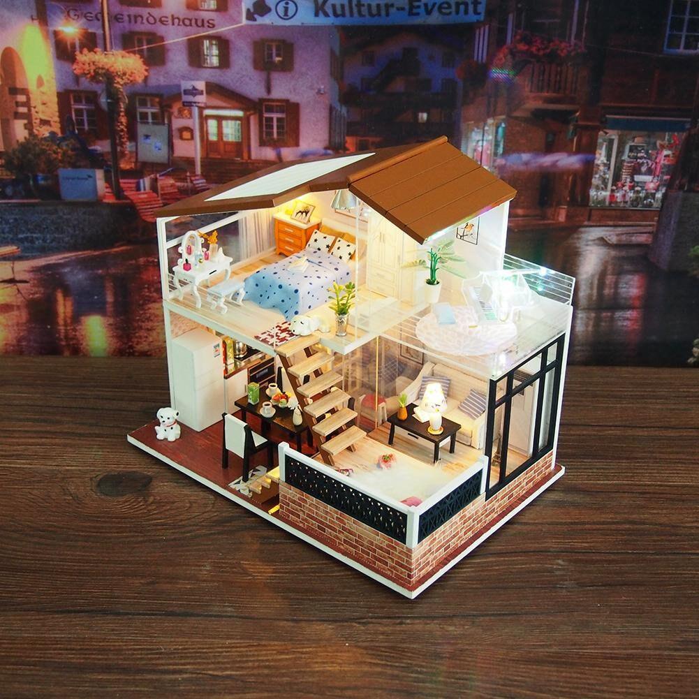 Duplex Dollhouse Sweet Time Home Miniature Dollhouse Kit Do It Yourself Kid Toys Adult Craft Best Birthday Gifts