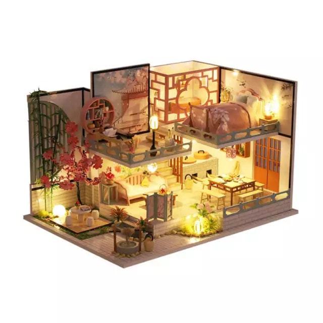 DIY Dollhouse Kit - Modern Living Room Miniature Dollhouse Kit - Duplex Apartment Doll House Kit - Birthday, Christmas Gift Adult Craft