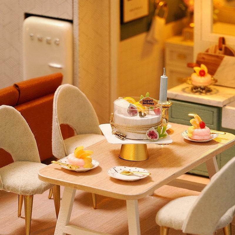 DIY Dollhouse Kit Comfortable Time Modern Style Living Apartment Gift - Living Room Miniature - Best Christmas, Birthday Gift for Children