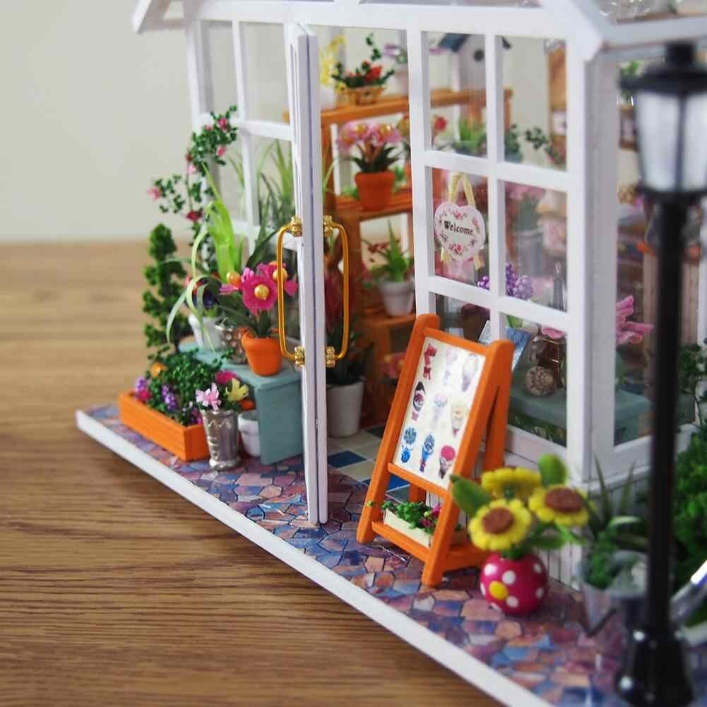 Flower Shop Nursery - DIY Dollhouse Kit - Plant Studio Miniature House Kit Adult Craft DIY Kits