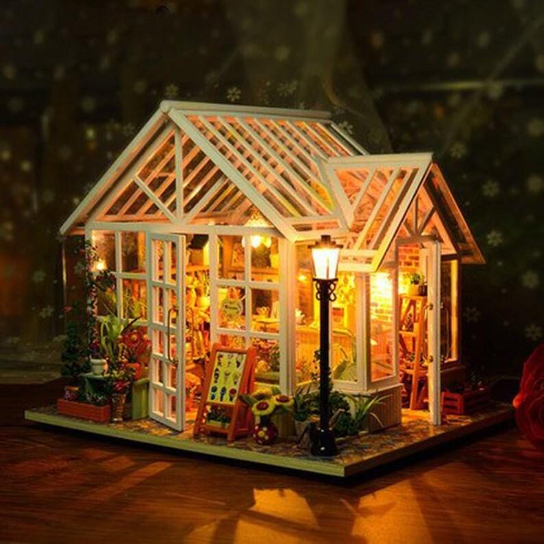 Flower Shop Nursery - DIY Dollhouse Kit - Plant Studio Miniature House Kit Adult Craft DIY Kits