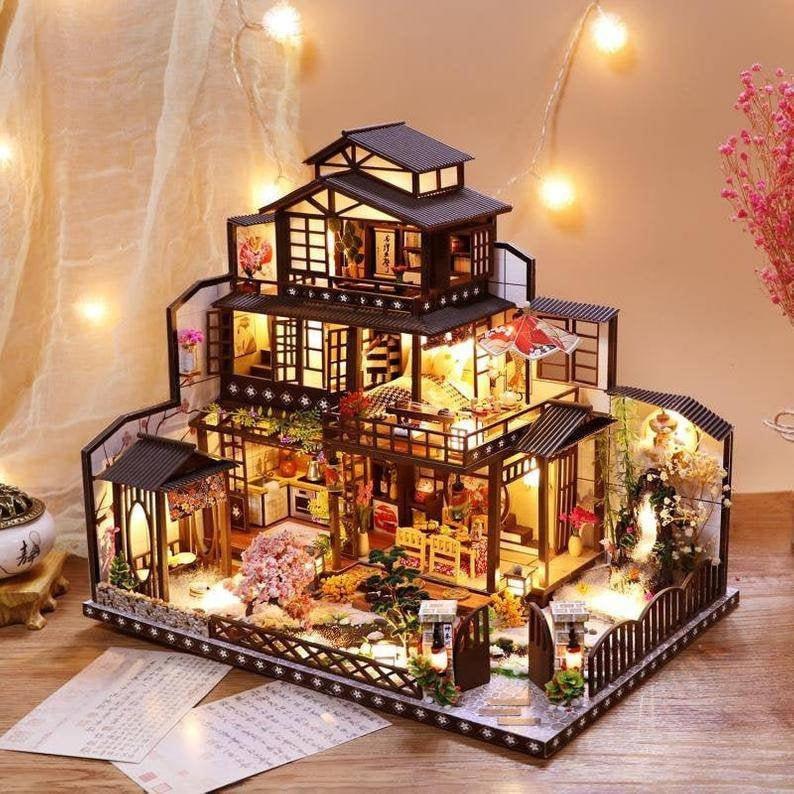 DIY Japanese Dollhouse Traditional Style Wooden Miniature Doll House kit